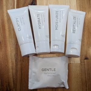 Bio Energy travel care set. Shampoo, conditioner, lotion, shower gel, bar soap